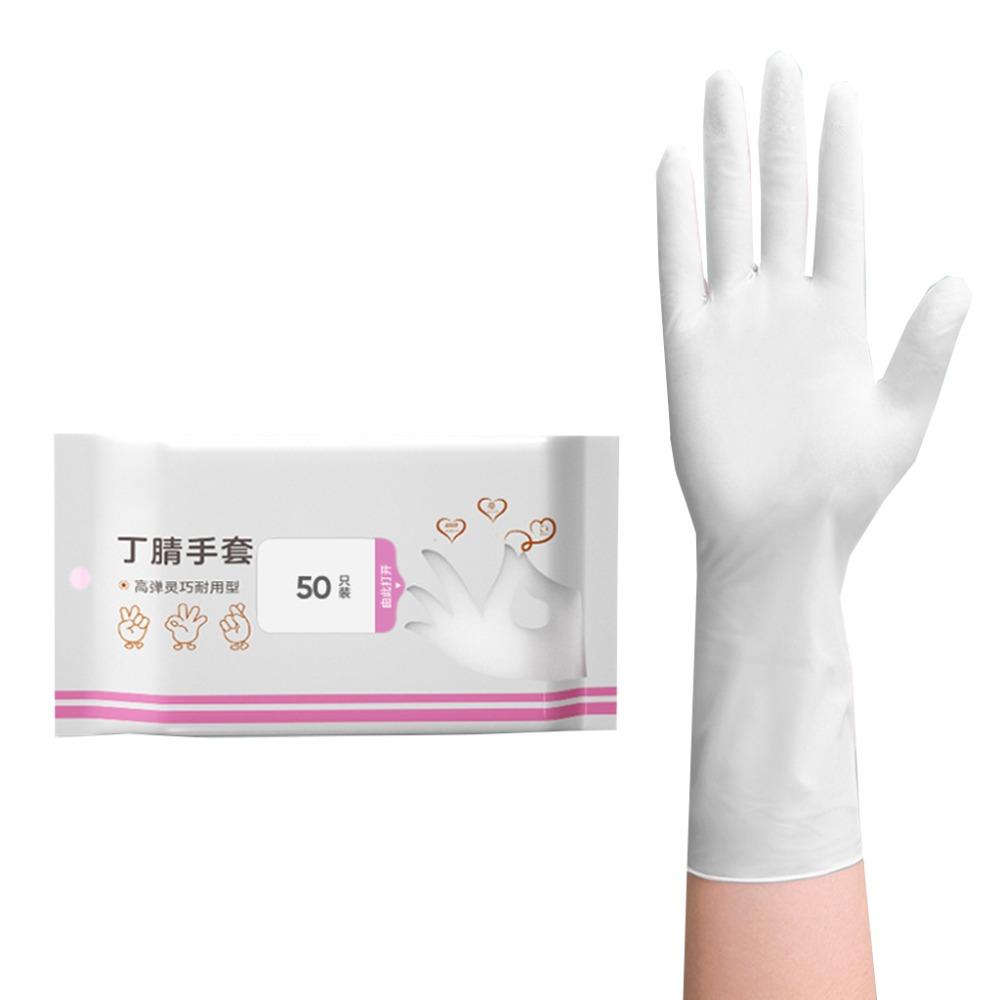 50 шт. водонепроницаемые одноразовые нитриловые перчатки эластичные перчатки для мытья посуды хозяйственные перчатки для мытья