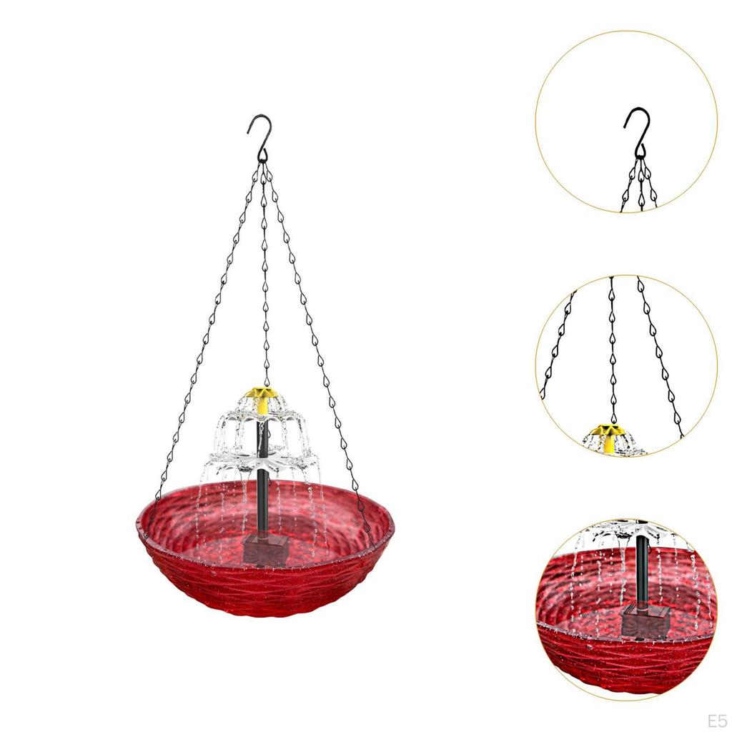 Hanging Bird Bath with Solar Energy for Outdoor Spaces 9.25inchx9.25inchx19.69inch