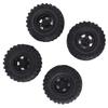 4PCS RC Tires 2.2in Black Rubber Simple Installation Wear Resistant RC Car Replacement with Plastic Rim for 12mm Hex RC Car