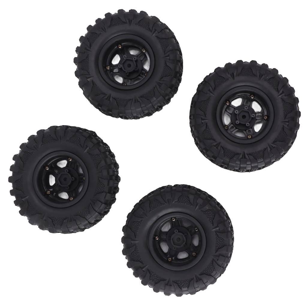 4PCS RC Tires 2.2in Black Rubber Simple Installation Wear Resistant RC Car Replacement with Plastic Rim for 12mm Hex RC Car
