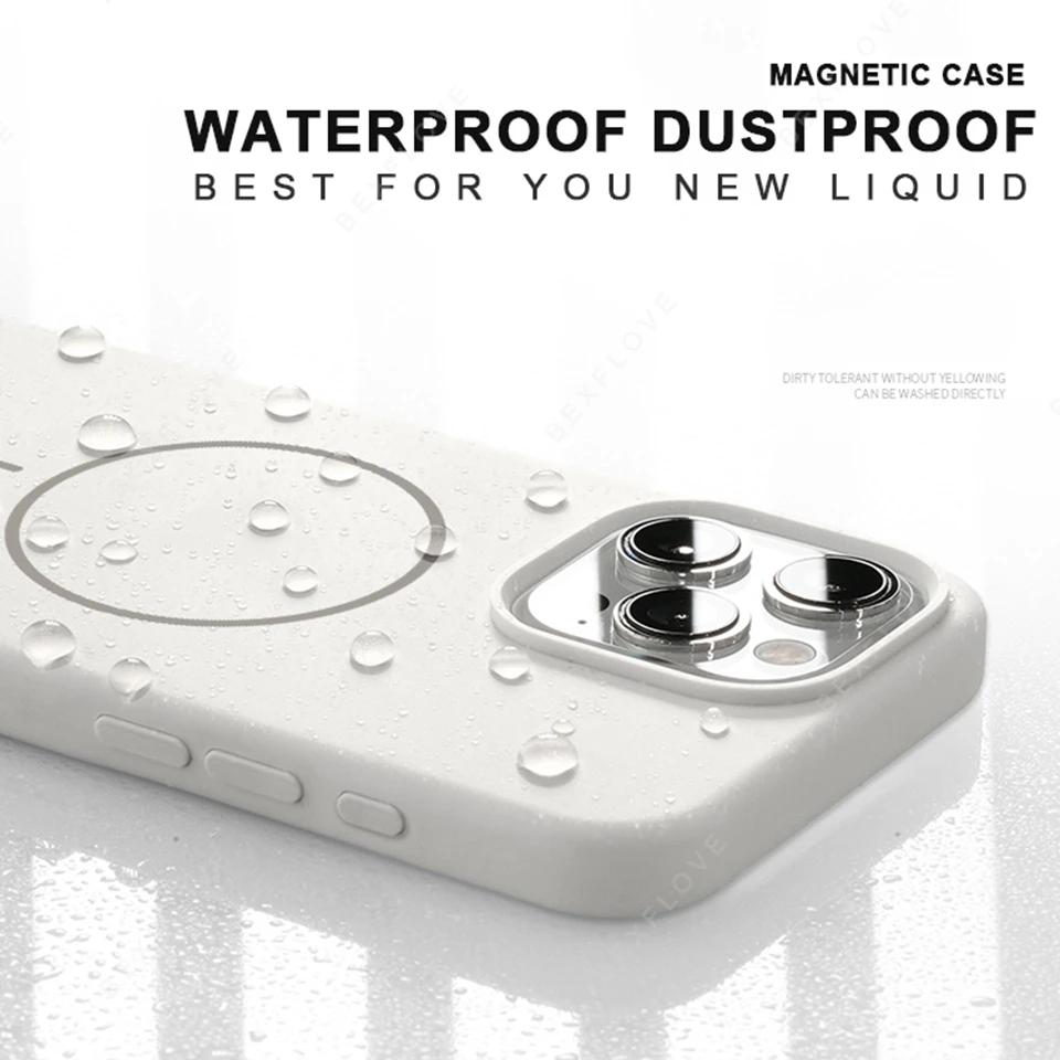 Милый магнитный чехол для телефона для iPhone 17 11 12 13 16 Pro Max Air 15 14 16 Plus Magsafe Жидкий силикон Защита зарядки Мягкая крышка