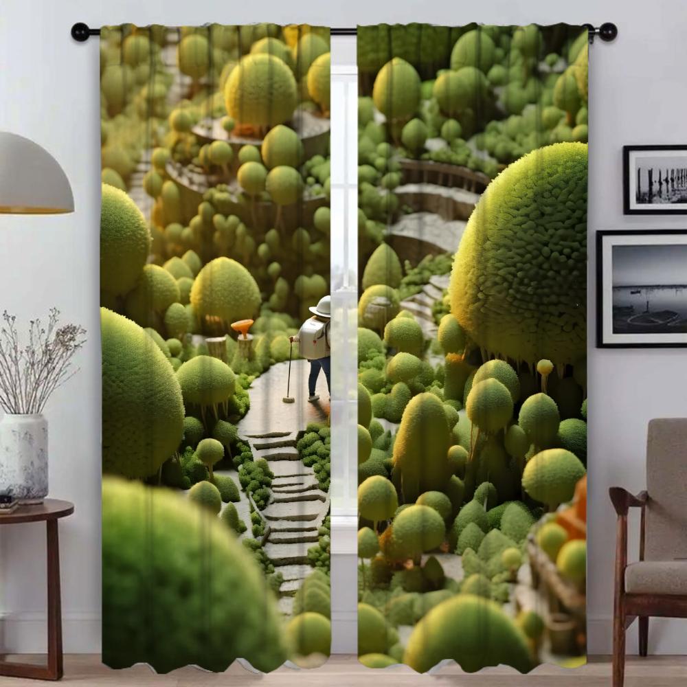 Разделение Грибного Мира Украшения Хэллоуина Шторы для Гостиной Шторы для Комнаты 2 Панельные Шторы Для Домашнего Интерьера