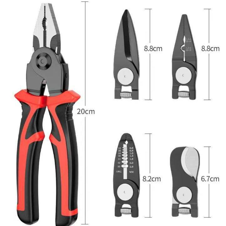 Многофункциональные плоскогубцы 5 в 1, плоскогубцы для стальной проволоки, плоскогубцы для зачистки проводов, сменная головка, специально для электриков