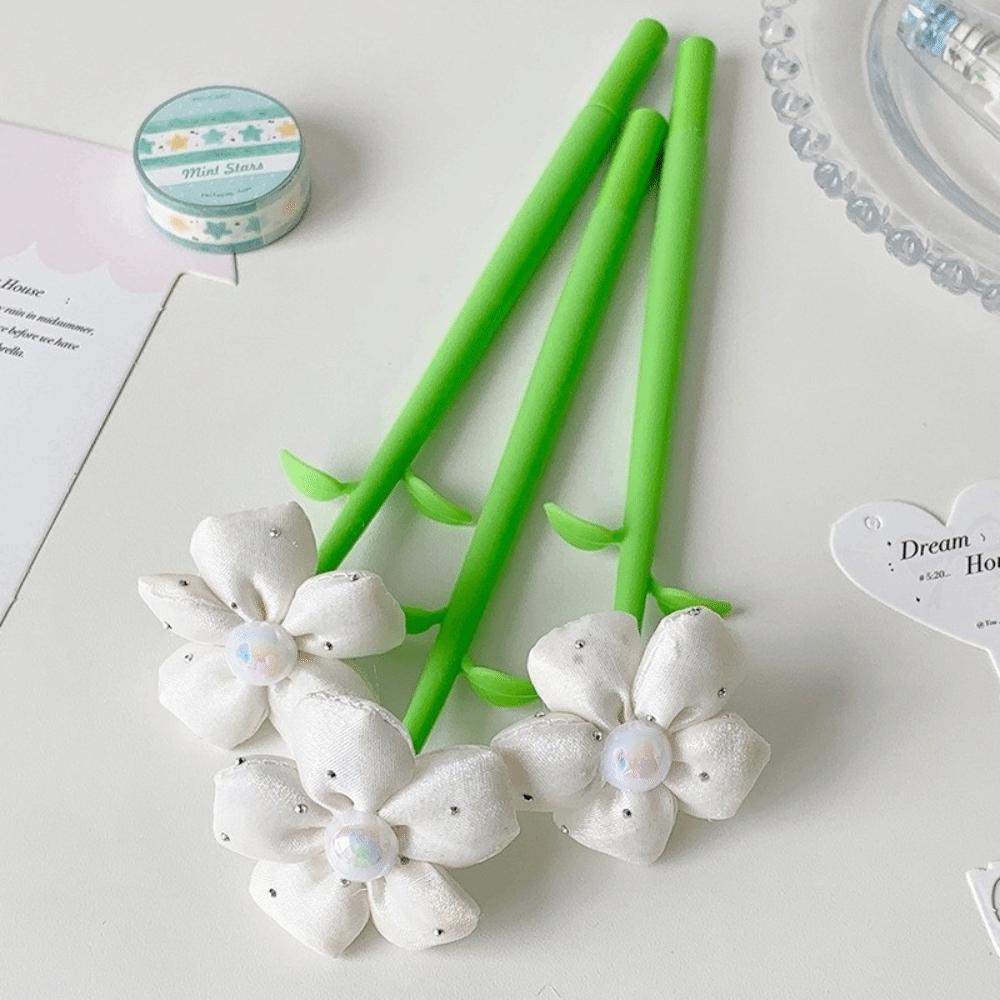 Fabric Flower Decorative Ballpoint Pen 3D Floral Writing Pen Portable Flower Gel Pen Novelty Gift