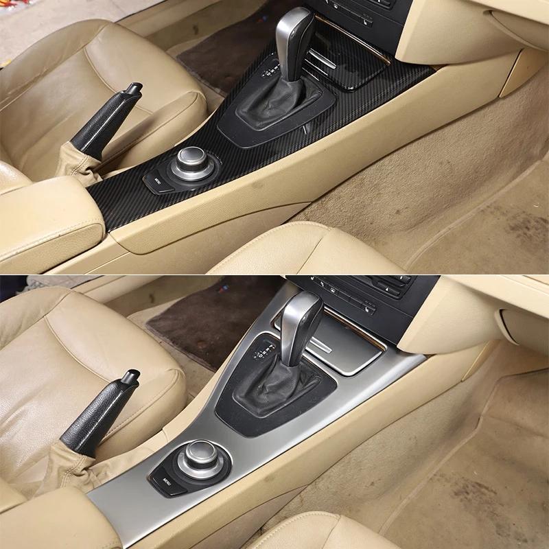 Левый руль для BMW 3 серии E90 E92 E93 2005-12 ABS карбоновое волокно/серебристая центральная консоль рамка рычага переключения передач наклейка на панель автомобиля