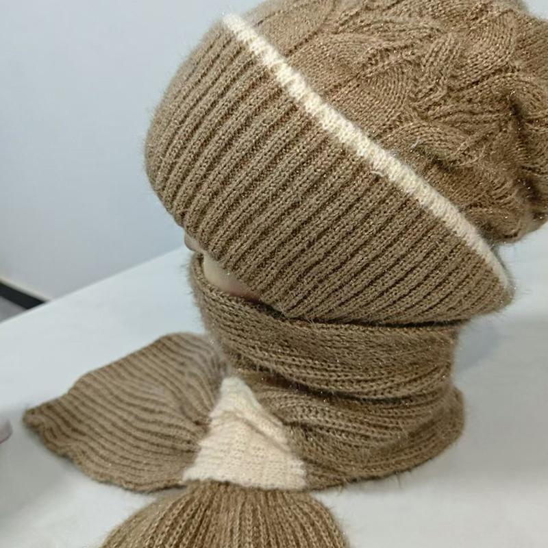 Зимние вязаные шапки и шарфы Skullies, комплект из холодного шарфа для защиты ушей, теплые шапки для девочек, ветрозащитные шапки для велоспорта и женщин, кепки для активного отдыха