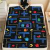 1PC Pac-Man Patterned Flannel Blanket Suitable For All Seasons for Home Decor Warmth and Comfort Gifts Holiday Present