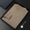 2023 Men's Plus Size Cashmere Sweater - Business Casual, Half-High Neck, Autumn/Winter Knit