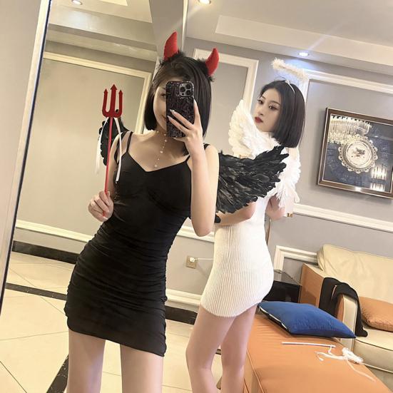 Набор крыльев для косплея: крылья ангела с перьями и повязкой на голову, волшебная палочка, костюм ангела на Хэллоуин для ролевой игры