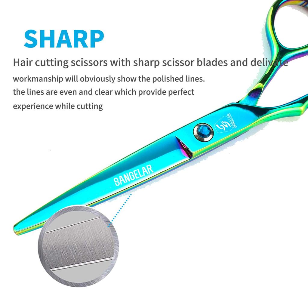 SANGELAR 6-дюймовые профессиональные ножницы для левой руки, набор японских стальных ножниц для стрижки волос, обычные и филировочные ножницы для парикмахеров и салонов красоты