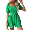 Женский повседневный свободный однотонный комбинезон с квадратным вырезом и короткими рукавами прямого кроя с шортами