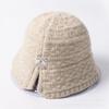 Autumn and winter solid color bucket hat women's fashion warm wool basin hat ear protection simple and sweet knitted bucket hat