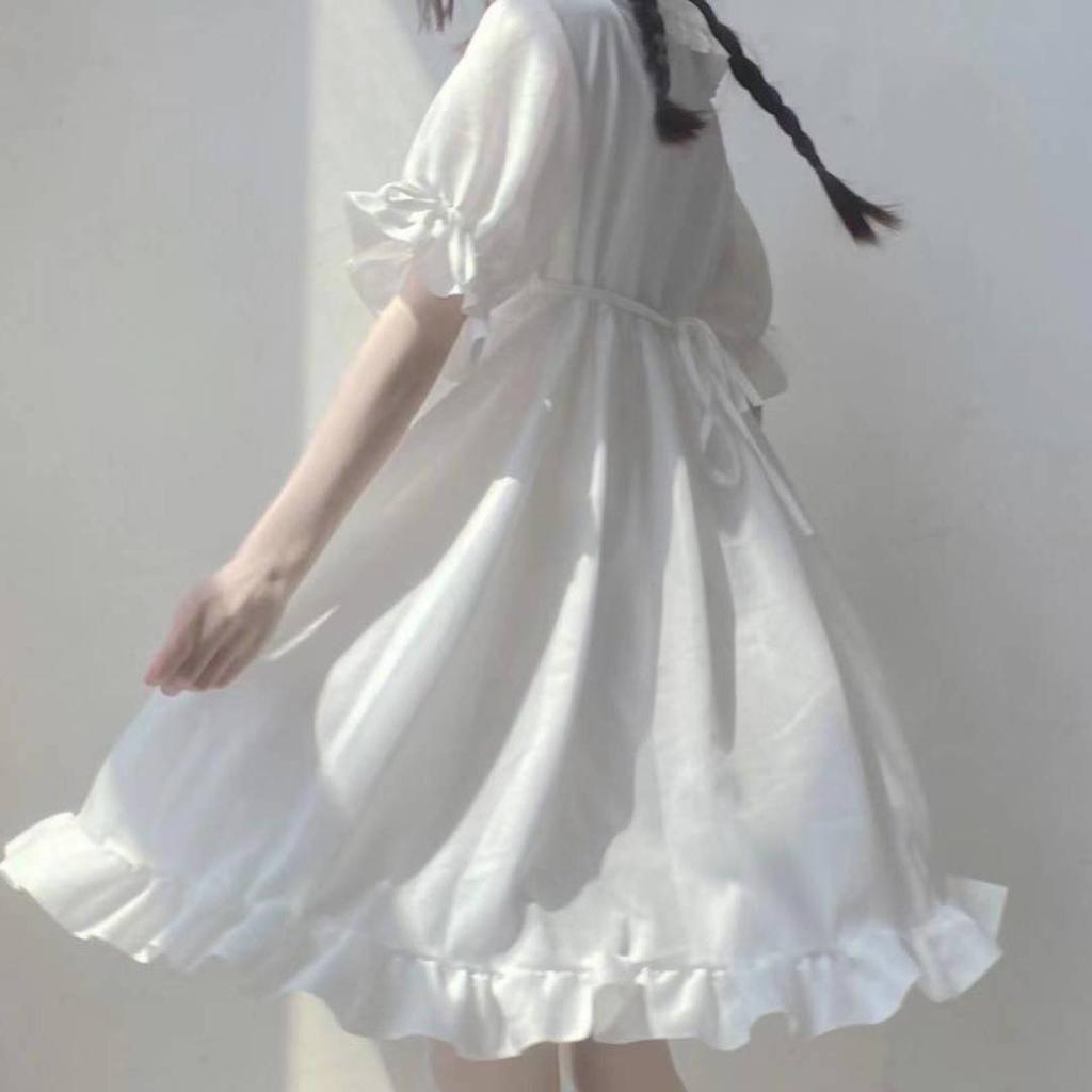 Korean Version of The Bow Tie Dress Female Summer New Japanese A Word Long Skirt