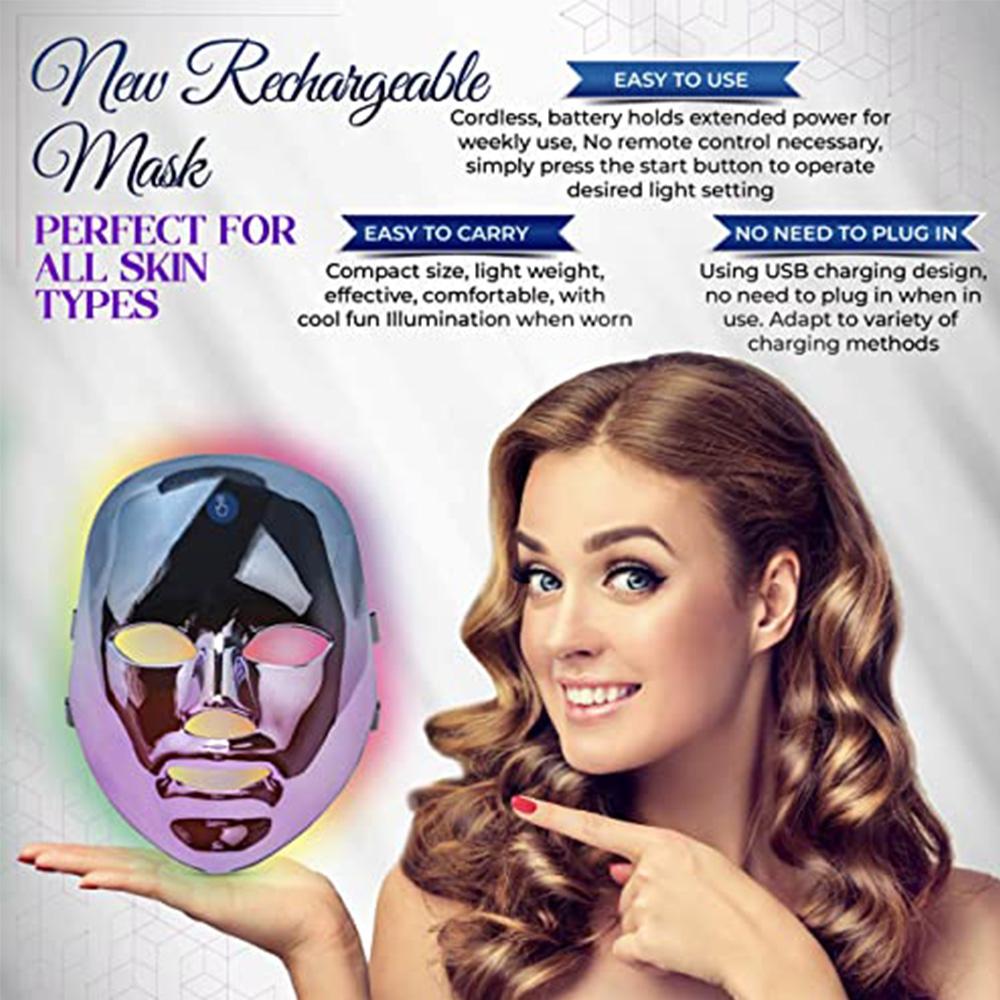 7-цветная светодиодная фотонная маска для лица, перезаряжаемая через USB, для омоложения и сияния кожи
