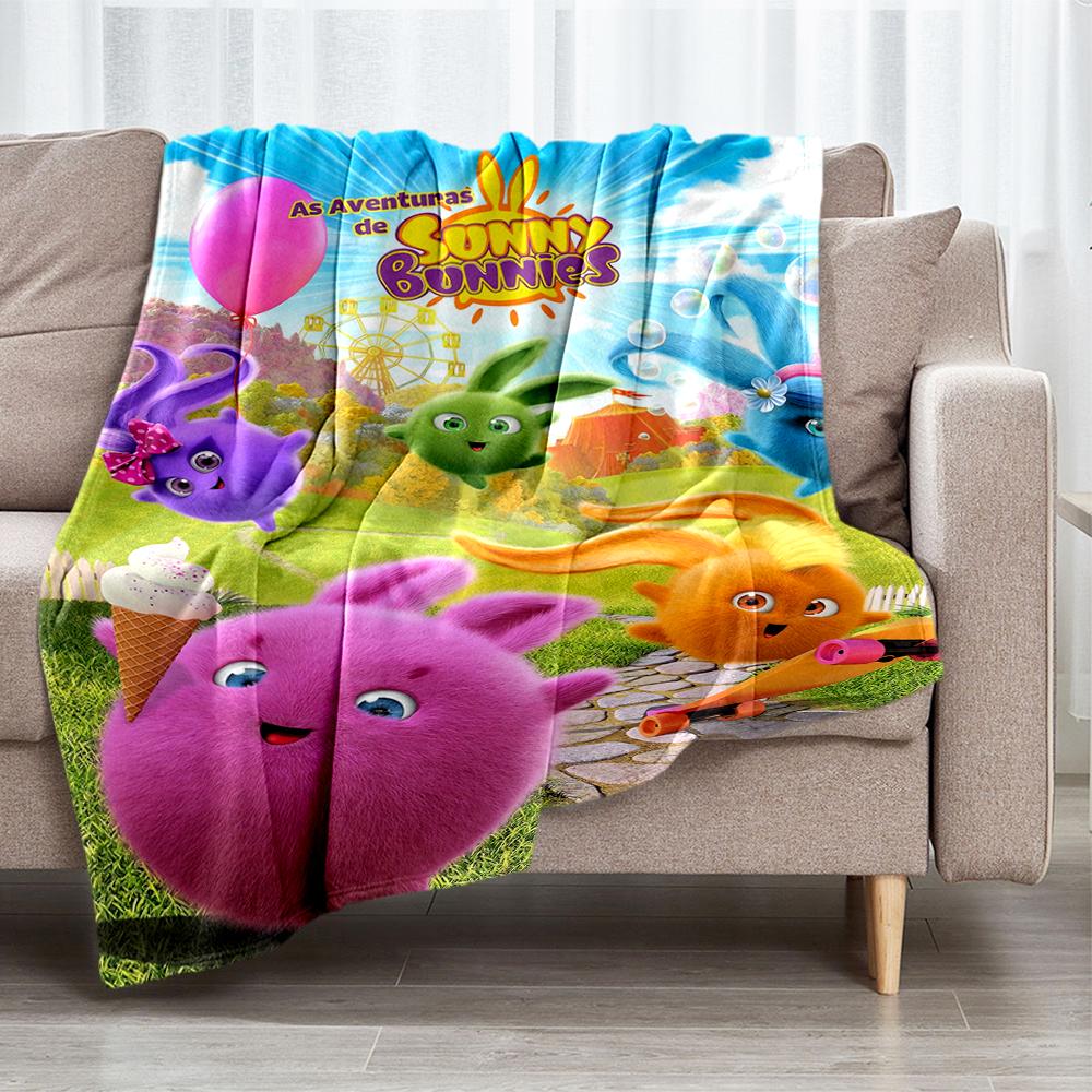Sunny Bunnies Theme Printed Blanket - Perfect for Couch, Bed, Travel & Outdoor Use | Machine Washable, Cozy & Durable.