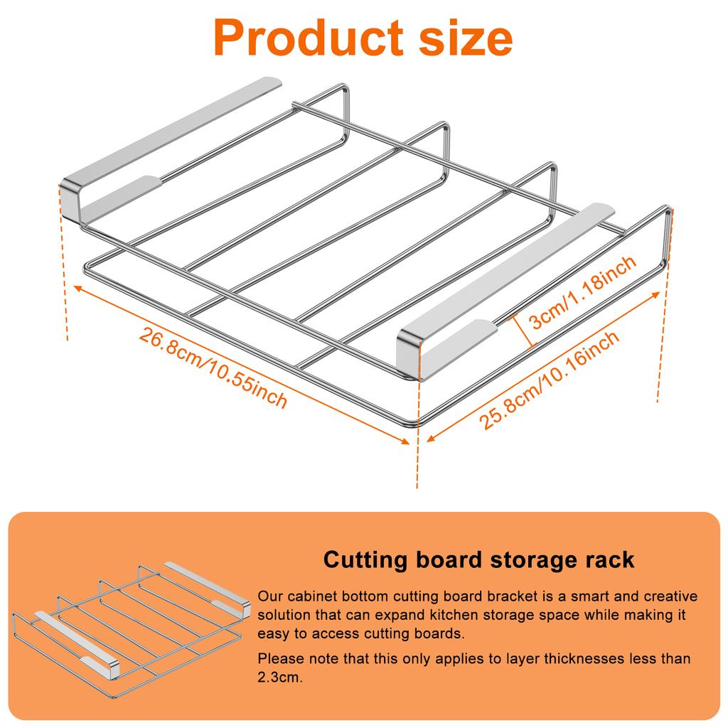 Under Cabinet Cutting Board Organizer Holder Kitchen Hanging Chopping Board Pot Lid Kitchenware Storage Rack Stainless Steel