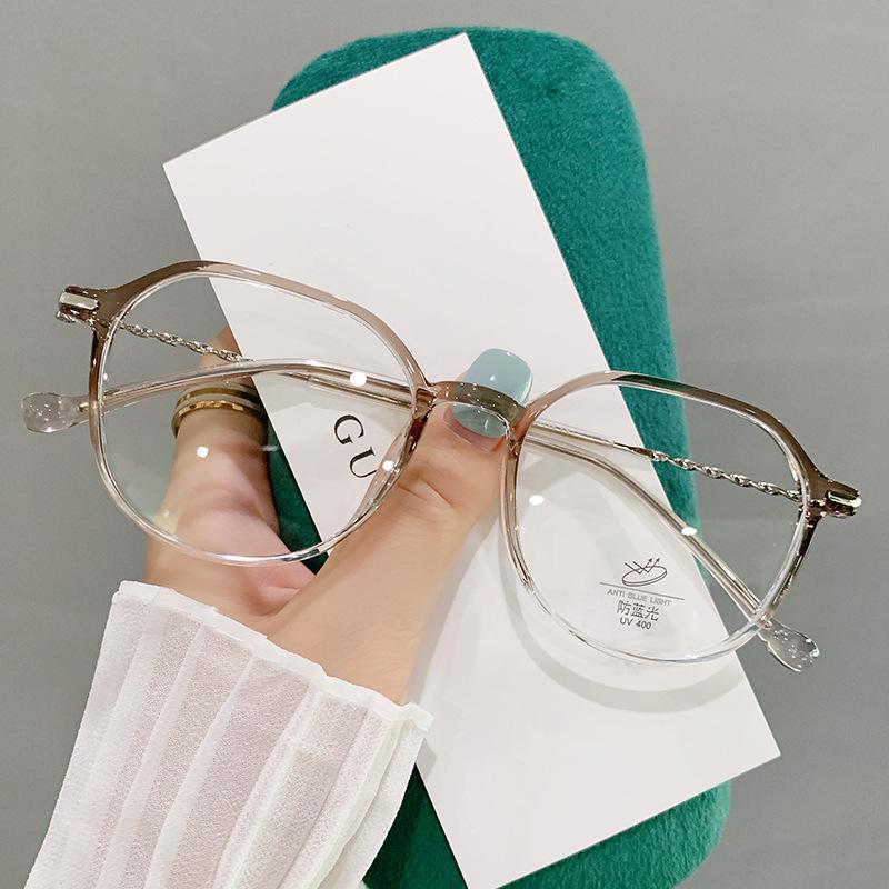 Glasses Frame Myopia Women Can Match Degree Students Literary And Plain Makeup Daily Anti-Blue Flat Light Glasses Tr8374