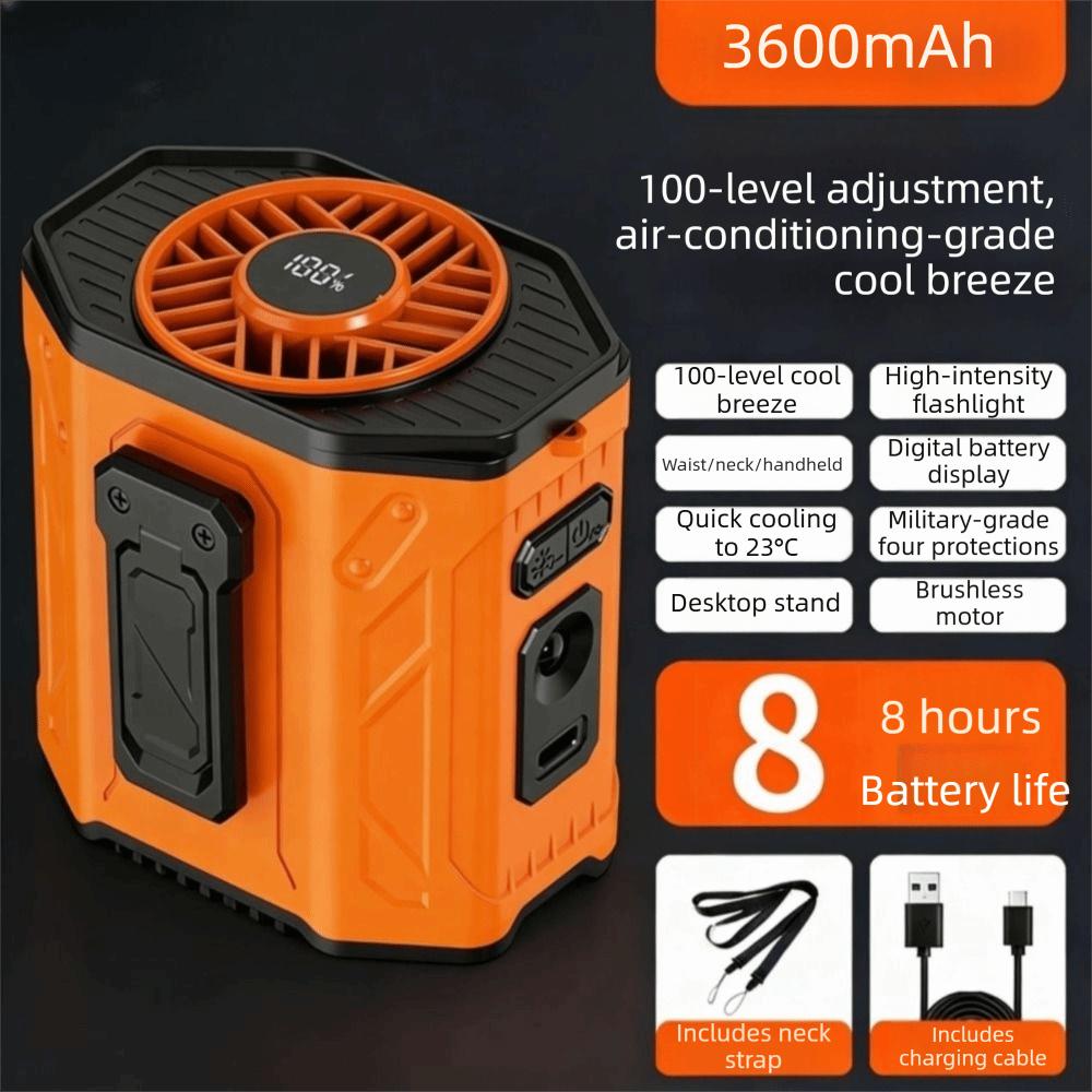 Rechargeable Wearable Belt Fan 100 Gears Hanging Neck Fan Portable Waist Clip Fan Indoor Home