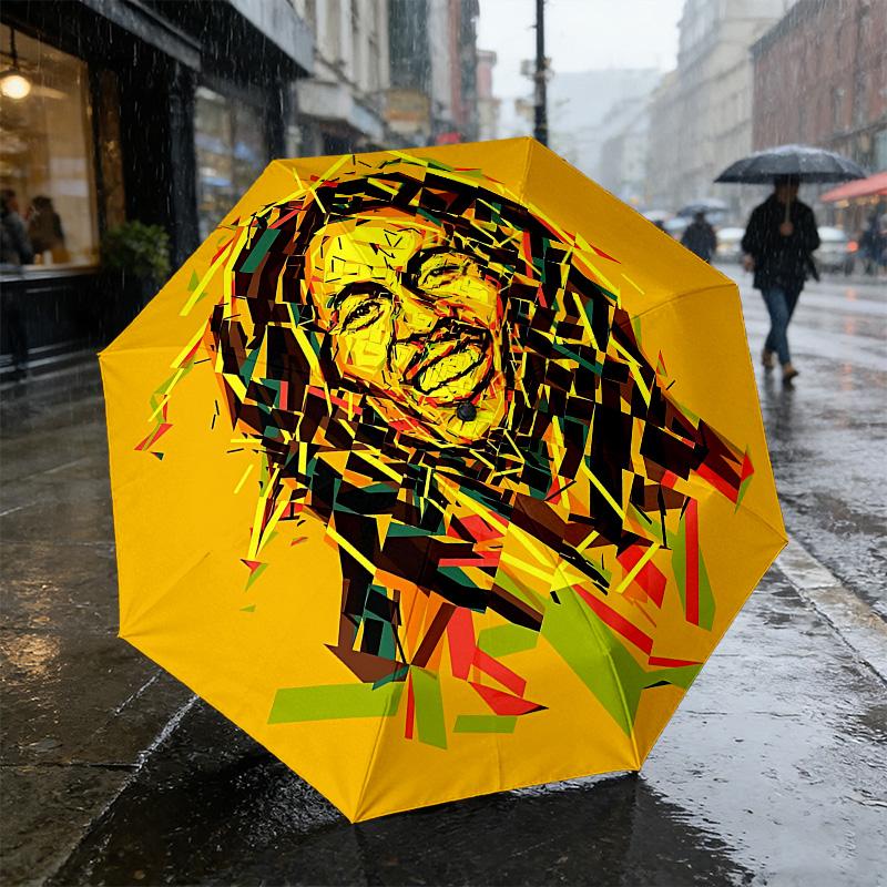 Bob Marley Art 8 Ribs 3Fold Black Glue Uv Protection Umbrella Sun Protection Rainproof Compact Folding Umbrella For Travel Daily Use C923931