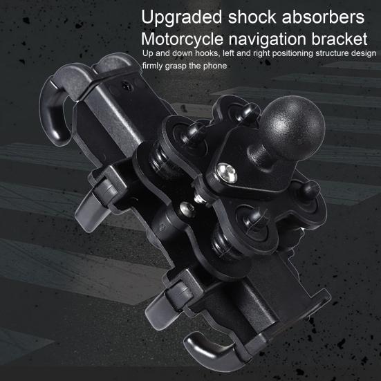 Motorcycle Phone Holder Adjustable Shock Absorption One Hand Operation Universal Bicycle Handlebar GPS Phone Holder Bicycle Supplies
