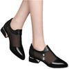 Soft Leather Mesh Cool Boots Spring and Summer Middle Heel Breathable Soft Sole Non-slip Pointed Thick Heel Fashion Sandals