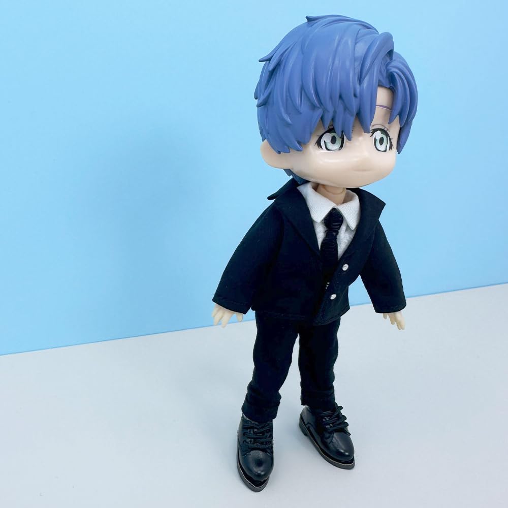 Niannyyhouse 112 Наряд для кук BJD: Куртка, Брюки, Рубашка, Обувь, Носки, Костюм, Размер OB11 (для тела куклы Obitsu 11 см) (черный)