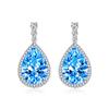 Sace Gems Copper Temperament Zircon Drop Shaped Earrings Navy Blue Inlaid Zircon Color Treasure Earrings for Women