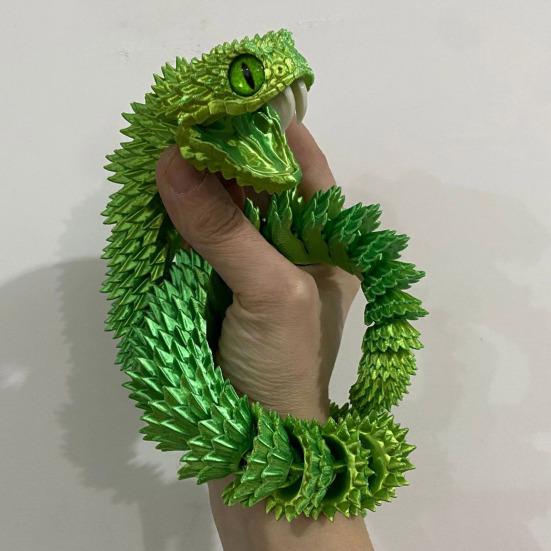3D Printed Snake Toy Articulated Snake with Openable Mouth And Retractable Teeth Flexible Fidget Snake Toy for Adults Kids