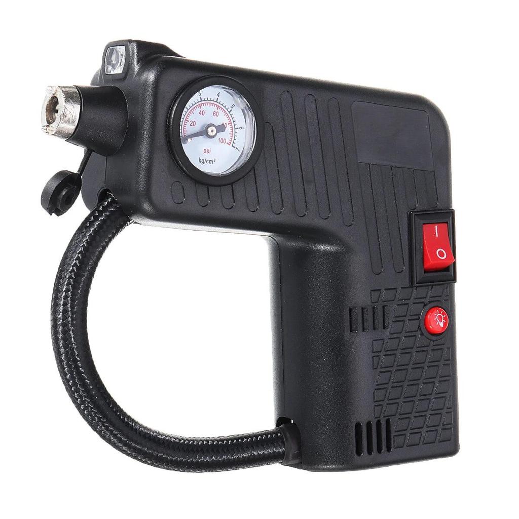 Air Compressor Tire Inflator 12V Car Air Pump with Pressure Gauge Handheld Electric Power Air Pump with Flash Lamp Safety Hammer