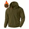 Men's Hoodie with Thick Corduroy Long Sleeves and Solid Color Kangaroo Pockets, Hanging Shoulder Hooded Sweatshirt