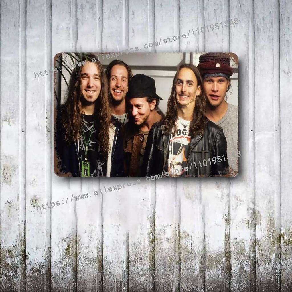 Металлический декор Pearl Jam Band Постер Винтажная жестяная табличка Металлическая табличка Декоративная табличка для паба, бара, мужской пещеры, клуба, украшение стены
