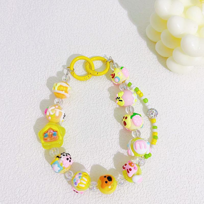 1 шт. милый мультяшный пузырь Mart бант нарисованный вручную бисер мобильный телефон цепочка бисер цепочка сумка автомобильный брелок кулон аксессуар