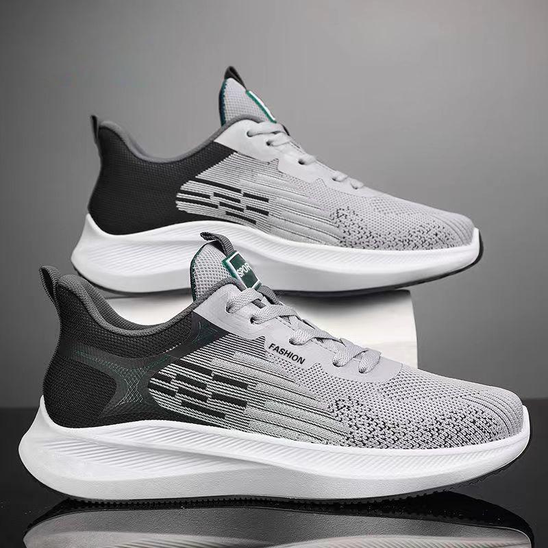 Men's Sports Shoes 2025 Summer New Running Shoes Men's Flying Woven Breathable Casual Trendy Shoes Men's Shoes