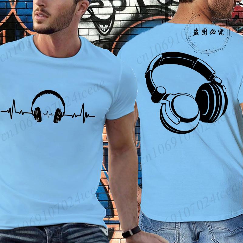 Music Dj Fashion T Shirt Men Women Headphone Music Lover Print Tshirt Short Sleeve Round Neck Men Casual Summer Fashion T-shirt