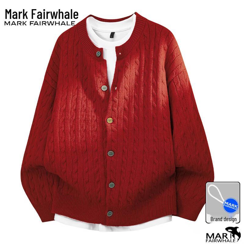 Mark Fairwhale Мужской осенне-зимний однотонный вязаный кардиган-свитер с круглым вырезом