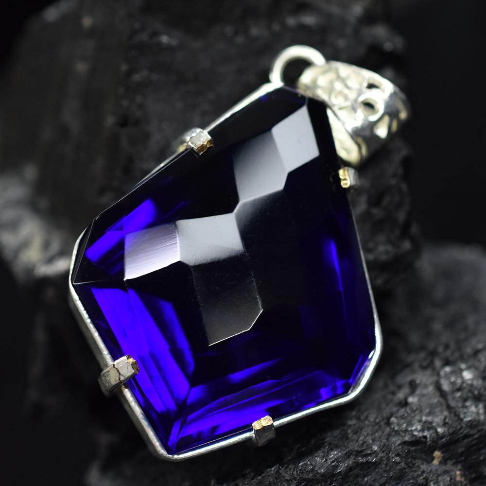 A+ Quality 87.5 Ct CERTIFIED Tanzanite 925 Sterling Silver Blue Fancy Pendant MY-PD-118-NS