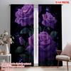 2pcs,2D Plane Printing Curtain Fabric Purple Roses In Bloom Versatile Polyester (without Rod) All Seasons Perfect for Bedroom,
