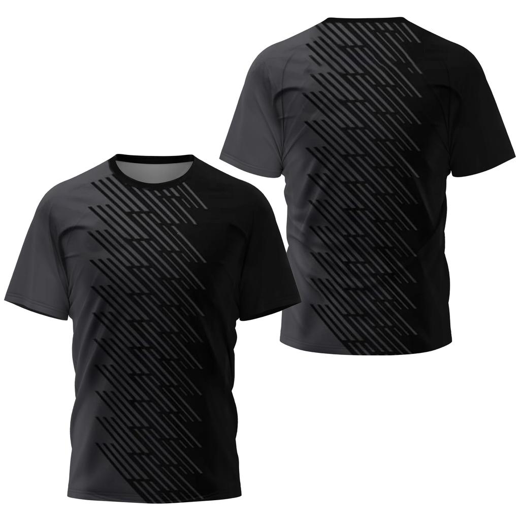 Fashionable Gradient Striped Printed T-shirt Men's Badminton and Table Tennis Training Suit Summer Casual Sports Fitness Short Sleeved Tops