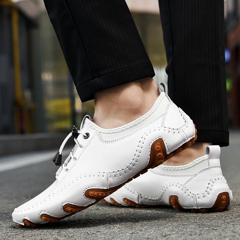 Genuine Leather Casual Men Loafers Comfortable Slip On Moccasins Flats Soft Daily Walking Driving Shoes