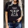 Женская повседневная футболка Hail Lilith с принтом - Черная футболка с коротким рукавом и круглым вырезом с готическим ангелом и дизайном котла