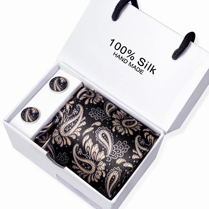 Мужской деловой галстук, квадратный шарф, подарочная коробка, полосатый простой костюм, рубашка, галстук, черный подарочный набор в коробке