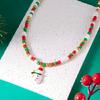 Christmas Themed Bead Necklace Featuring Santa Pendant Festive Color Jewelry For Holiday Gatherings And Outfit Styling