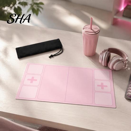 Portable Toy Trading Mat Fidget Board with Storage Bag, 12x24 Inch Tabletop Game Organizer Pad, Playmat Divided Zones for Swap Card Table
