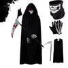 Halloween Skeleton Gloves & Black Cape Costume Set for Adults