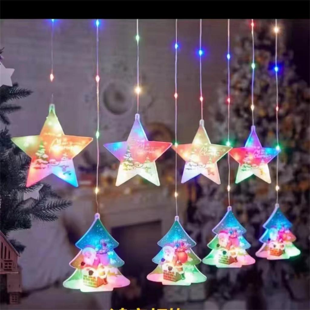 Светодиодный занавес-шар желаний, снеговик, снежинка, рождественская елка, круг, звезда, луна, медная проволока, гирлянда, USB-версия