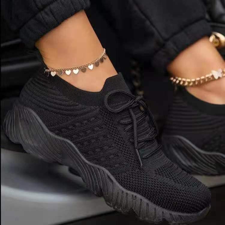 Женские кроссовки 2025 года с подошвой с воздушной подушкой Flyknit - Дышащие, Большого размера, Повседневная обувь для весны/осени