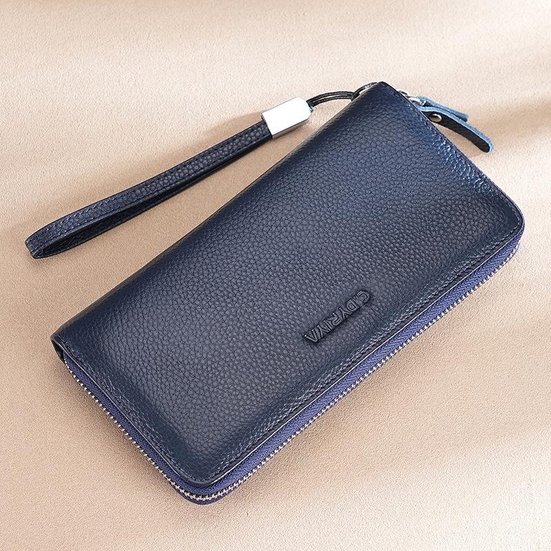 Новый мужской кошелек длинный кожаный кошелек на молнии первый слой коровьей кожи деловой клатч кошелек большой вместимости