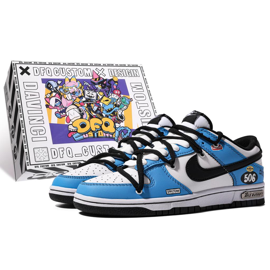 Nike Кроссовки Dunk ADCDAVINCI Custom GUMOUT Низкие Скейтбордические Мужские Синие Белые Серые DD1391-100(КомандаM-GUMOUT S-BOX)