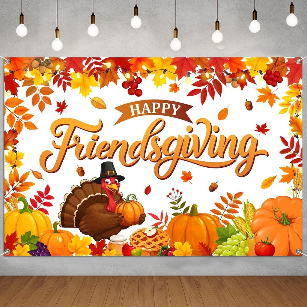 Happy Thanksgiving Banner - Fall Thanksgiving Party Supplies Autunm Harvest Pumpkin Background Banner Indoor Outdoor Decoration for Fall Birthday