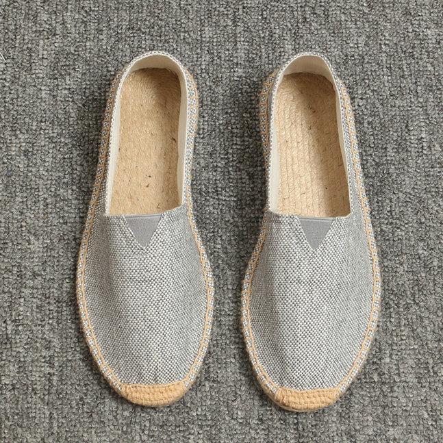 Fashion Men Fashion Flats Plimsolls Solid Canvas Shoes Casual Linen Loafers Lovers Shoes Male Hemp Espadrille Fisherman Shoes 569po